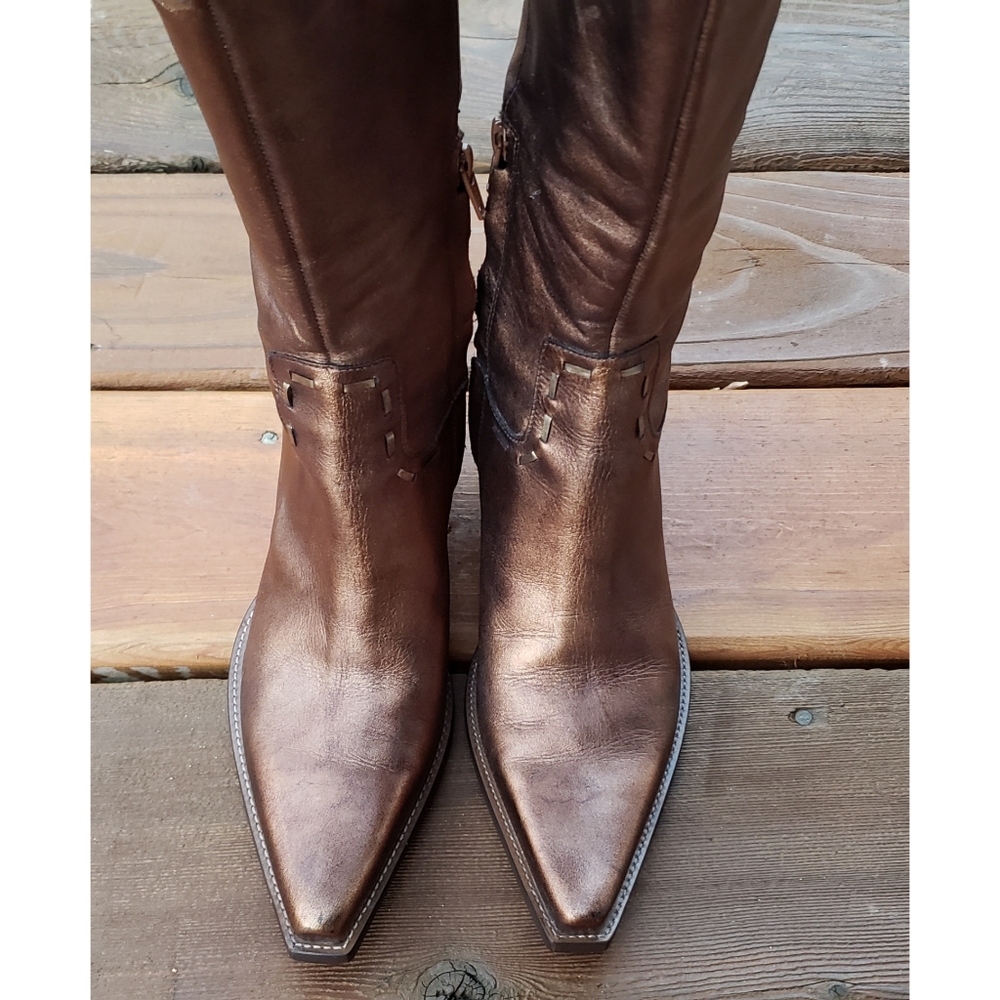 SOLD☆ DBCBgirls Metallic Leather Cowboy Boots 7.5 - Picture 9 of 10